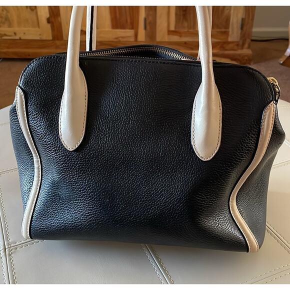 Kate Spade Black and Buttercream Pebbled Leather Bowler Handbag - Picture 3 of 12